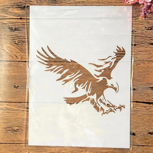 TIAMECH A4 Reusable Eagle Stencil for Painting - American Eagle Layering Template, DIY Wall Art, Wood Furniture, Scrapbook & Crafts (8.3x11.7inch)