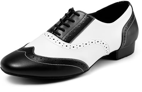 Asyusyu Mens Dance Shoes Lace Up Suede Sole Ballroom Dance Shoes with Cuban Heel for Latin Salsa Practice-9 UK Black