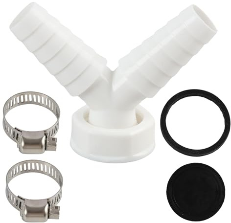Doble conexión desagüe lavadora, adaptador en Y de 1 pulgada, conector de tubería para lavadora y secadora, racord de aguas residuales con 2 abrazaderas, compatible con lavavajillas y sifón