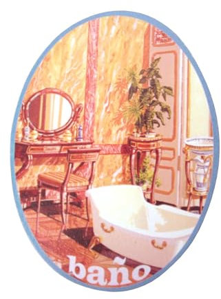 Desconocido Placa Madera Adhesiva Cartel Puerta Letrero Oval BAÑO Lavabo Aseo Servicio WC BAÑERA TOCADOR