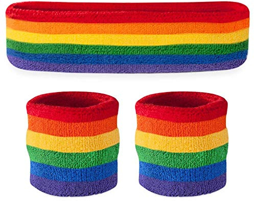 TRIXES Diadema Deportiva para el Arco Iris y Banda para el Sudor para Mujer: Talla única-Multicolor