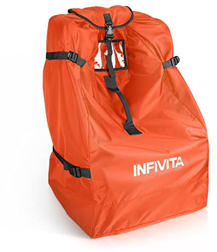 INFIVITA Borsa da Seggiolino Auto Impermeabile per Viaggi Aerei - Tessuto Oxford 600D Durevole, 46 * 46 * 85 cm, Arancione