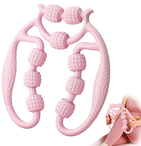 Taozoey Massagerulle Med Handtag Ben - Djup Vävnad Massagearm for Benmassageapparat Cellulite (Rosa)