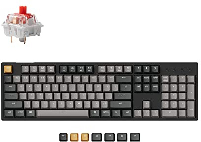 Keychron C2 Pro Wired QMK/VIA Mechanical Keyboard Full Size Layout Custom Programmable Macro RGB Backlit with Keychron K Pro Red Switch OEM Profile Double-Shot PBT Keycaps for Mac Windows Linux