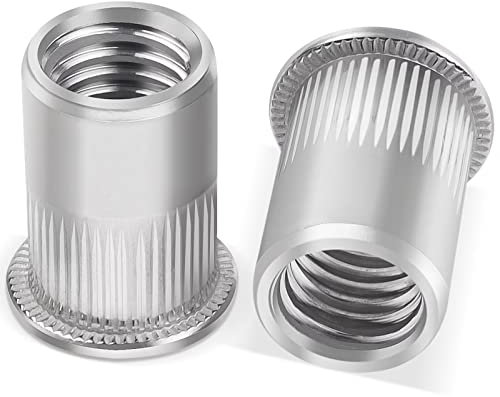 10 Pièces Insert M10, Leryati Écrous à Sertir Rivet Fileté, Écrou de Rivet Fileté en Acier Inoxydable Tête Plate Ecrou, Rivets Inserts Filetés Pour Métriques, Écrous à Riveter Aveugle Rivets Fileté