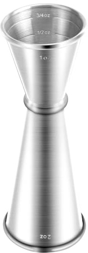 Medidor para bartending, Briout doble cóctel jigger japonés premium 304 de acero inoxidable de grado alimenticio 2 oz 1 oz con medidas en el interior, plateado