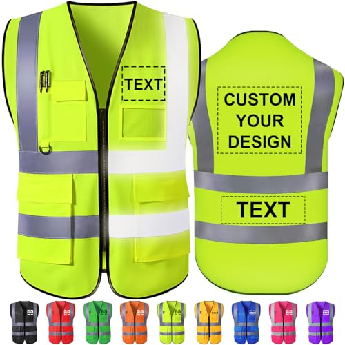 Hapelf Gilet de sécurité personnalisé Gilets réfléchissants haute visibilité avec poches Fermeture éclair Personnaliser le logo Classe 2 pour hommes Vêtements de travail de construction