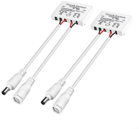 Lot de 2 interrupteurs tactiles avec capteur de maquillage, interrupteur tactile LED intelligent à un bouton 12 V 5 A 60 W DC mâle et femelle