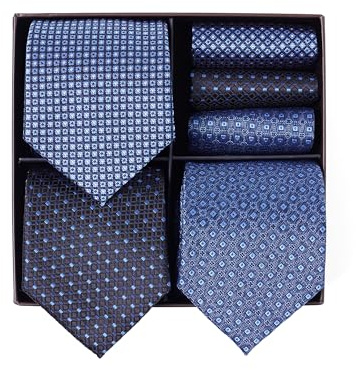 BRERA 67 - Coffret Cadeau Homme 3 Cravates et 3 Mouchoirs de Poche, Accessoire Costume, Pochette Avec Cravate, Cadeau Original Mariage