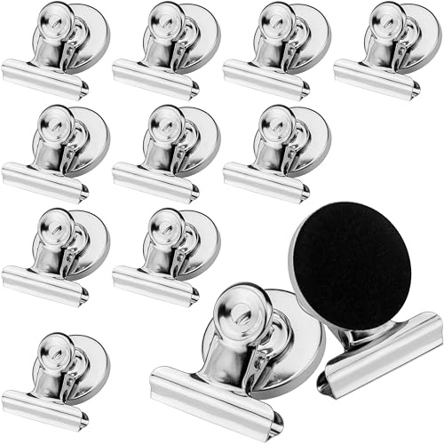 Poppstar 12x Magnetiska Klämmor (magnetklämmor, med en långsträckt klämma 30mm), förnicklad, silver