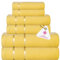 Casa Copenhagen Eternal 6-teiliges Handtuchset, Buttergelb, 500 g/m², 2 Badetücher, 2 Handtücher, 2 Waschlappen aus weicher ägyptischer Baumwolle für Badezimmer, Küche und Dusche