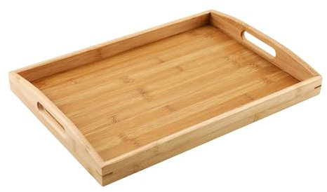 Tallgoo Serviertablett aus Holz,tablett serviertablett groß mit Griffen,tablett Holz Servierplatte,holztablett rechteckig,Küchentablett für Frühstück, Tee, Couchtisch, Küchen Deko Bett,40x28x4cm