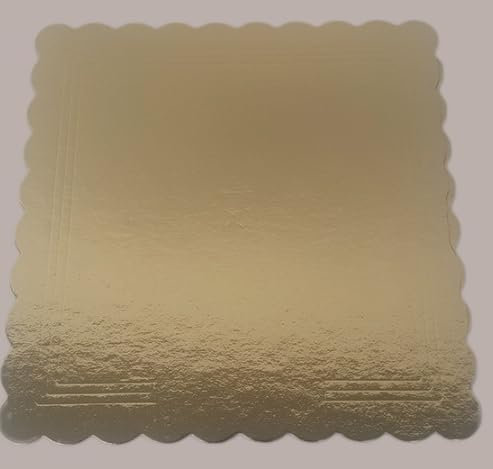 Vassoio QUADRATO ALA oro/nero in cartone - Piatto Sottotorta con smerlo rigido - portatorta - ideale per il trasporto di torte e dolci (35X35 cm)