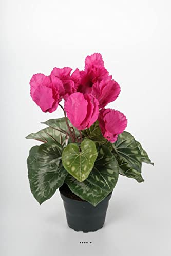 Artificielles.com - Künstliche Alpenveilchen im Topf, 7 Köpfe, Höhe 33 cm, Fuchsia – Farbe: Fuchsia 730