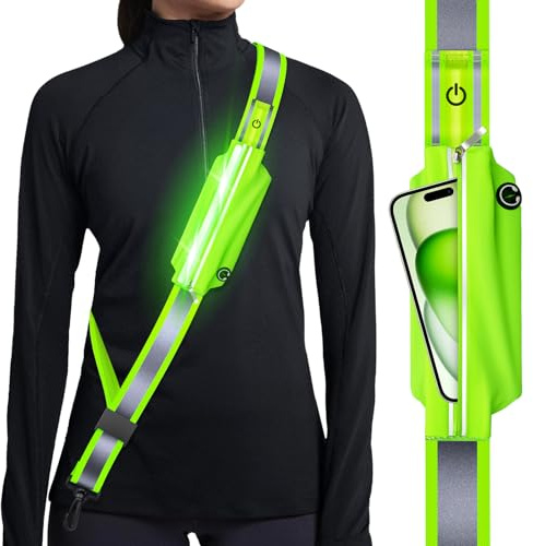 Nastro luminoso per jogging con cintura riflettente, nastro riflettore a LED USB tipo C, ricaricabile, luce con riflettori, per jogging, corsa, bicicletta, escursionismo, sport all'aria aperta, per