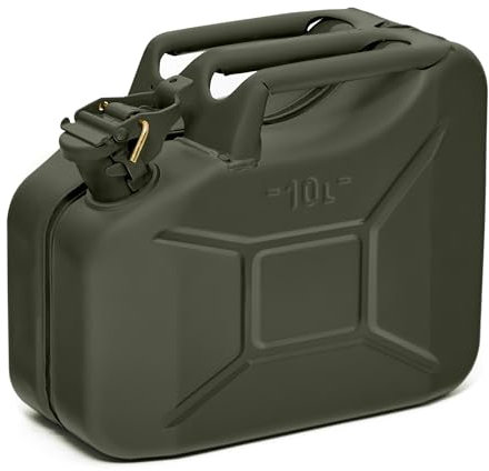 BW© Jerrican en métal pour carburant - 10 l - Vert bronze - RAL 6031-F9 - Certifié TÜV et homologation ONU - Fabriqué en Europe