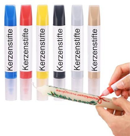 Ovaletta Juego de 6 colores para pintar velas, lápices de velas, placas de cera para velas, lápices de velas para adornar, juego de pintura de cerámica, 10 ml cada uno