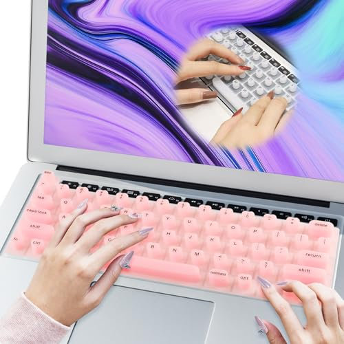 Pgtc Langer Nagel Typing Laptop-Tastaturabdeckung,Nagelkunst-Tastaturfolie, Wiederverwendbare Nagelkunst-Tastatur-Silikonschutzfolie für Lange Nägel 28X11cm (Herz,Rosa)