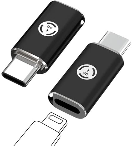 2PCS Lightnning Kabel USB C Adapter, Adapter Lightnning auf USB C Unterstützung von 27W Laden und 480Mbps Datenübertragung, für iPhone16/16 Pro/16 Pro MAX (Schwarz)