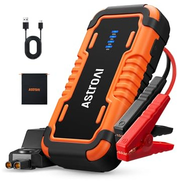 AstroAI P12 Jump Starter Power Pack 6000A, Portable Car Battery Booster Jump Starter Power Bank for 12V Cars (All Petrol / 12L Diesel), Motorbikes, Includes LED Flashlight, Orange