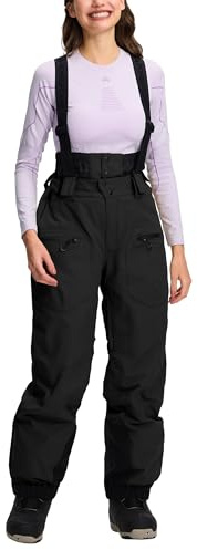 Pioneer Camp Pantalon Snowboard Femme avec Bretelles 15000mm ImperméAble Coupe-Vent Doublure Chaude Pantalons Ski avec GuêTres Amovibles et Poches ZippéEs pour Le Ski et La Hivernale（Noir;XL