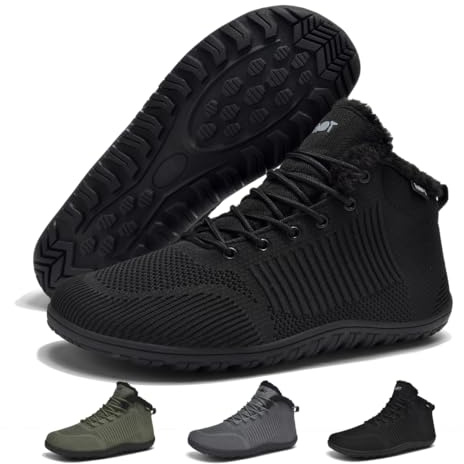 Schuvox Botas Barefoot Mujer Impermeable Botines de Nieve Cálido Zapatos Invierno Zapatillas Trekking Negro 39