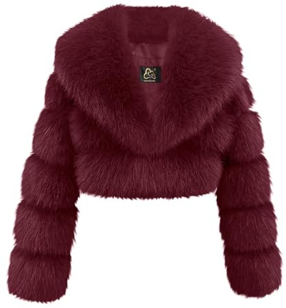 Manteau court en fausse fourrure pour femme – Veste courte d'hiver chaude à revers ouvert sur le devant, manteaux en peluche douce et moelleuse, manteau à manches longues, haut pelucheux doux et