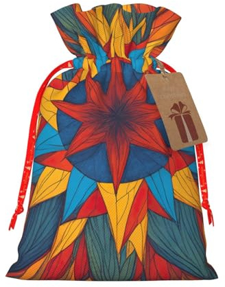 Bolsas de regalo de Navidad con estampado de estrellas coloridas con cordón, saco festivo de Navidad, fiesta de cumpleaños, embalaje de regalo