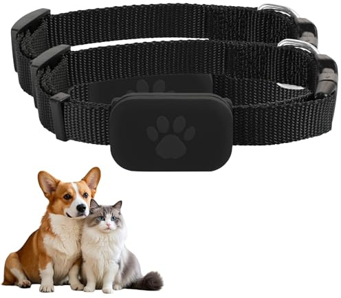 Rastreador GPS de gato perro, rastreo para animales, sin suscripción mensual, Bluetooth, collar ajustable, localización GPS, larga duración de la batería, compatible con iOS y Android (2 piezas)