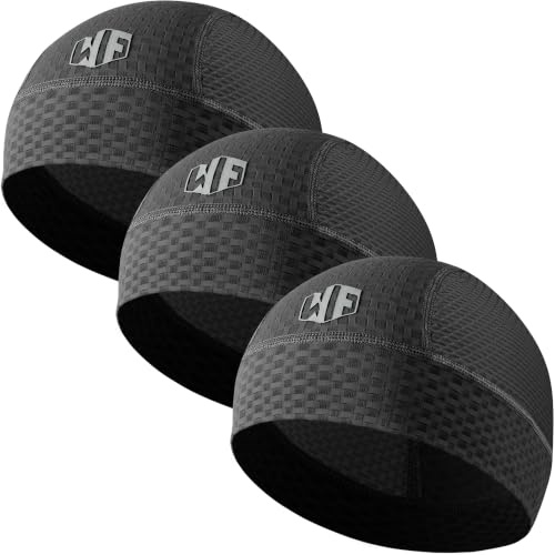 WTACTFUL 3-Pack Breathable Mesh Skull Cap Helmet Liner for Men Women Summer | Lightweight Cooling Moisture‑Wicking Quick Dry Sweat Cap Under Motorcycle Cycling Football & Hard Hat Liner