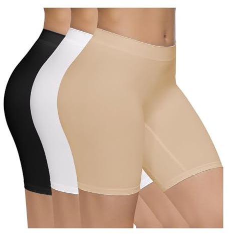 Sömlösa Friktionsskydd Shorts Dam 3-pack Sträckbar Underkläde Andas Storlekar S-3XL Färger Beige Svart Vit