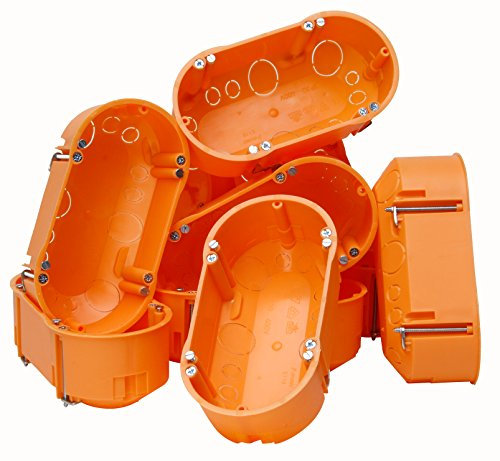 Kopp 352500001 Hohlwandschalterdose 2-fach mit Doppelkammer, Isolierstoff, Dosentiefe 47 mm, Orange, 143 x 70 mm, 10 Stück