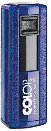 stempel-fabrik – Colop Pocket Stamp Plus 20 Indigo Stempel mit Wunschtext personalisieren – selbstfärbender Taschenstempel als Namensstempel, Adressstempel & Co zu verwenden (38 x 14 mm | 4 Zeilen |)