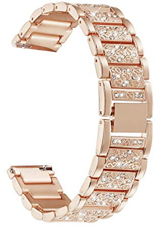 Abanen Uhrenarmband für Fossil 5. Generation 42 mm/Damen 6. Generation, 18 mm, leichtes Metall-Legierungsarmband mit Schnellverschluss-Kristall, für Fossil Q Venture 4/3. Generation, Sport, Rotgold,