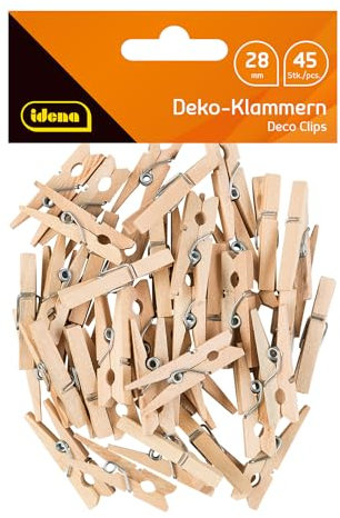 Idena- Mollette in Legno in Miniatura, 45 Pezzi, Circa 2,8 cm di Lunghezza, per Fai da Te, Decorazioni, 63135