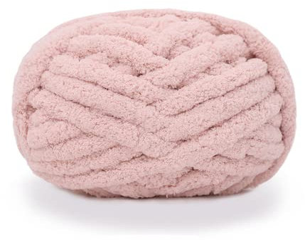 iKneonei 3 x 230 Gramm Dicke Wolle Garn Strickgarn, Super Soft Chenille Chunky Yarn, Wolle Super Bulky für Teppiche, Sofadecken, Decken, Heimdekoration, Armstricken Wolle - Pink