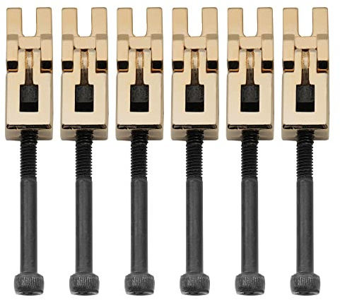 Musiclily Pro 10.8mm Guitar Double Locking Bridge Locked Saddles Set for Floyd Rose Original/Speical Tremolo System, Gold