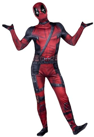 MARVEL Deadpool Official Adult Deluxe Zentai Costume - Deluxe Two-Way Stretch Spandex