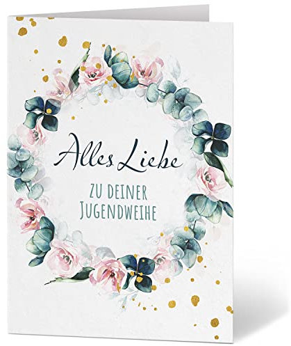 Einladungskarten Manufaktur Hamburg XXL Glückwunschkarte A4 zur Jugendweihe - große Karte mit Umschlag Jugendfeier Grußkarte für Jungen und Mädchen Motiv 9