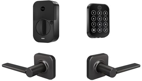 Yale Assure Lock 2 B-YRD450-WF1-VL-BSP Serrure de porte d'entrée intelligente en daim noir avec poignée Valdosta et clavier connecté Wi-Fi pour entrée de code et accès à distance