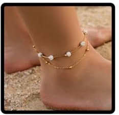 Cubahop Doppio Strato Spiaggia Bling Cristallo Cavigliere Braccialetti Estate Piedi Accessori Gioielli per le Donne e Ragazze (Argento)