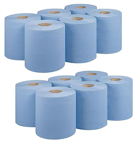 ASPECT Blue Roll Centrefeed 2 Ply Kitchen Rolls Embossed Pattern Paper Towels Strong and Absorbent Tissue Paper Wipe Away Perfect for Commercial & Kitchen Use (Blue, 12 Rolls)