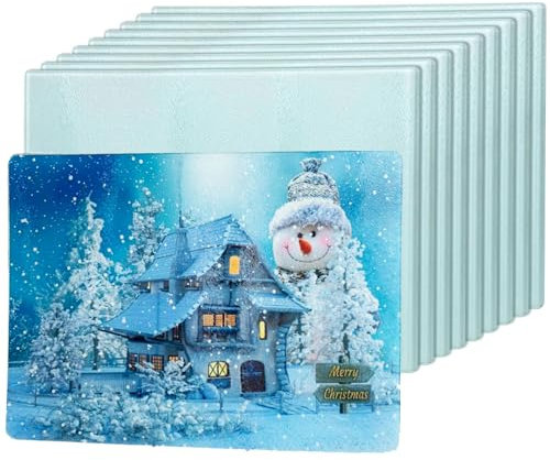 CALCA 12Pcs Sublimation Cutting Board Blanks 8in x 11in Tempered Glass Anti Slip Cutting Boards Heat Resistant Glass Plate Chopping Board with Textured Surface for Kitchen