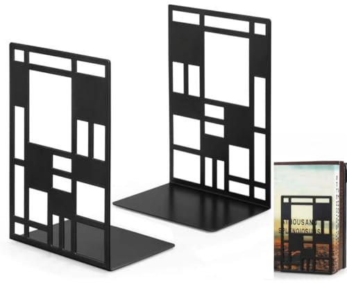 Lajiakoy® Sujetalibros Sujeta Libros Estantería de Metal, Apoya Soporte Libros Diseño Árbol, Decoración de Escritorio, Sujetalibros Metálicos para Casa Oficina Biblioteca Escuela Estantería (Negro-2)