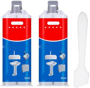 GOUDE Pâte de réparation pour carrelage et glaçure céramique, 50ml, répare les éclats de baignoire et les fissures d'évier avec une Super adhérence pour l'émail céramique en porcelaine (2PCS)