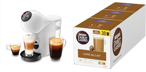 NESCAFÉ DOLCE GUSTO Krups KP2431 Genio S Coffee Capsule Machine, 15 Bar, Ultra Compact, High Pressure, Over 30 Coffee Creations, Selectable Drink Size, Auto Shut-Off, White mit Café au Lait