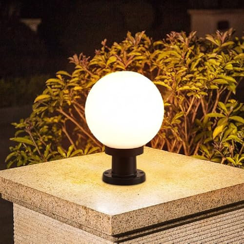 Mengjay Acryliques Lampe d'extérieur, lampadaire antique, lampe de chemin de style rétro rustique, étanche IP65, pour jardin extérieur, balcon, terrasse, décoration de chemin (20cm)