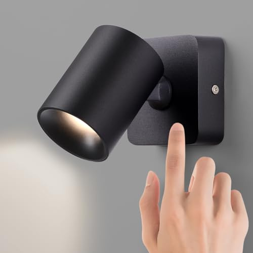 AWEKLIY LED Wandlampe Innen Mit Touch-Schalter, Touch Dimmbar Wandleuchte Schlafzimmer, 350° Drehbare Nachttischlampe Wandmontage, 3000k Warmweiß Leselicht für Schlafzimmer Wohnzimmer Korridor,Schwarz