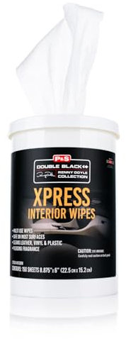 P&S - XPRESS Interior Wipes - Versatile All-in-One Cleaning Wipes for Leather, Vinyl, Plastic, and More - Safe for Vehicle Interiors and Exterior Surfaces (150 Count)