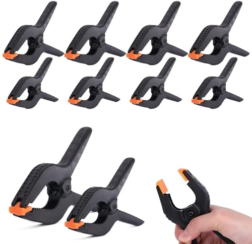 10PCS Nylon Spring Clamps, 2 Sizes Market Stall Clips for DIY Projects, Small Clamps for Crafts, Backdrop Clips for Woodwork, Pool Cover, Market Stall & Outdoor Use(5 * 3inch+5 * 2inch)